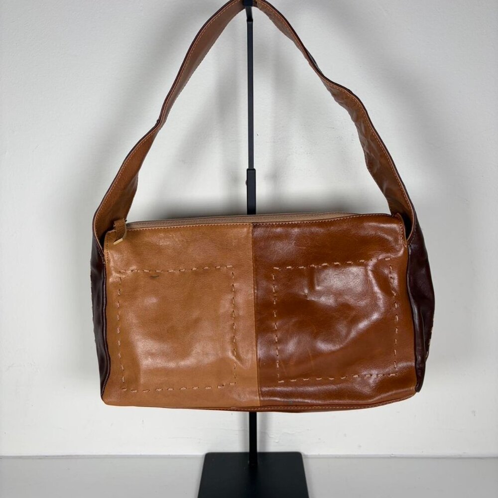 2000s Stitched Patchwork Leather Shoulder Bag - image 2